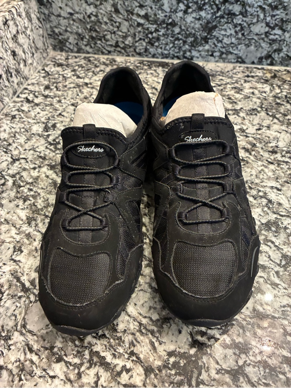 Skechers Women’s Black Athletic Slip-On Lace-Style Sneakers
